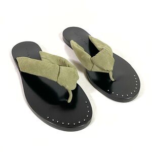 Freda Salvador Cecile Thong Suede Sandals Green
